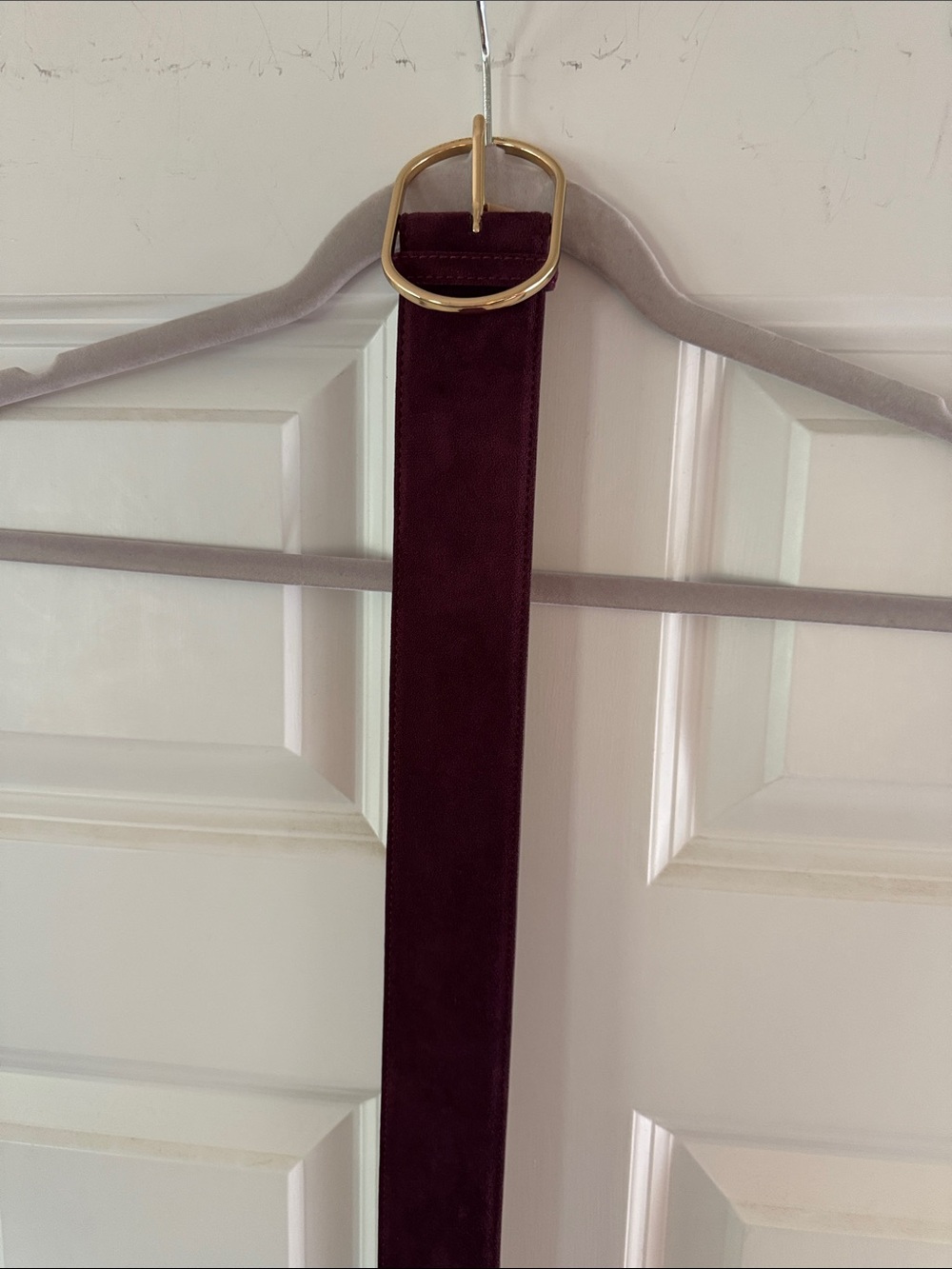 Banana Republic Plum Suede Belt with Gold Buckle